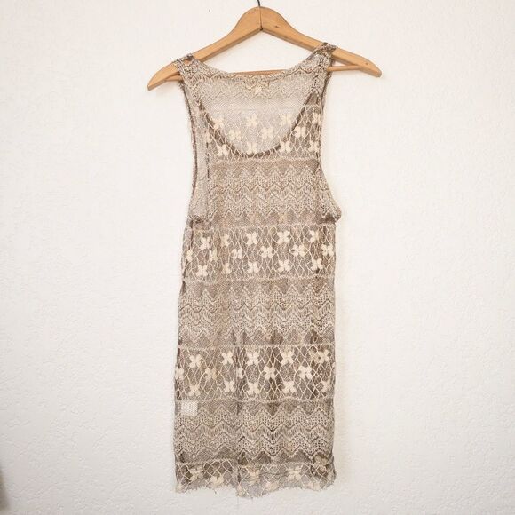 Piko 1988 Sheer Lace Mesh Raw Hemline Tank Top Size Medium - Picture 6 of 7